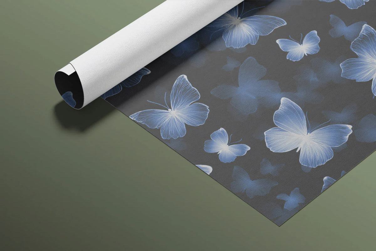Ethereal Butterfly Mural Wallpaper —Dark Indigo and Charcoal Mural Wallpaper - room preview 03