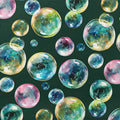 Floating Watercolor Bubble Mural Wallpaper — Deep Green Backdrop Mural Wallpaper - room preview 03