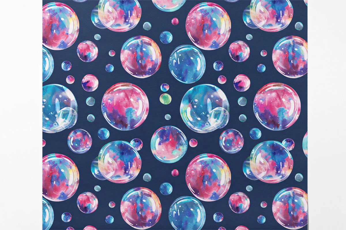 Floating Watercolor Bubbles Mural Wallpaper — Deep Navy Backdrop Mural Wallpaper - room preview 03