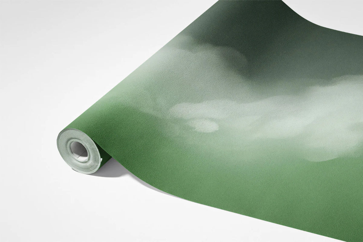 Ethereal Green Cloudscape Mural Wallpaper — Moody Abstract Art Mural Wallpaper - room preview 03