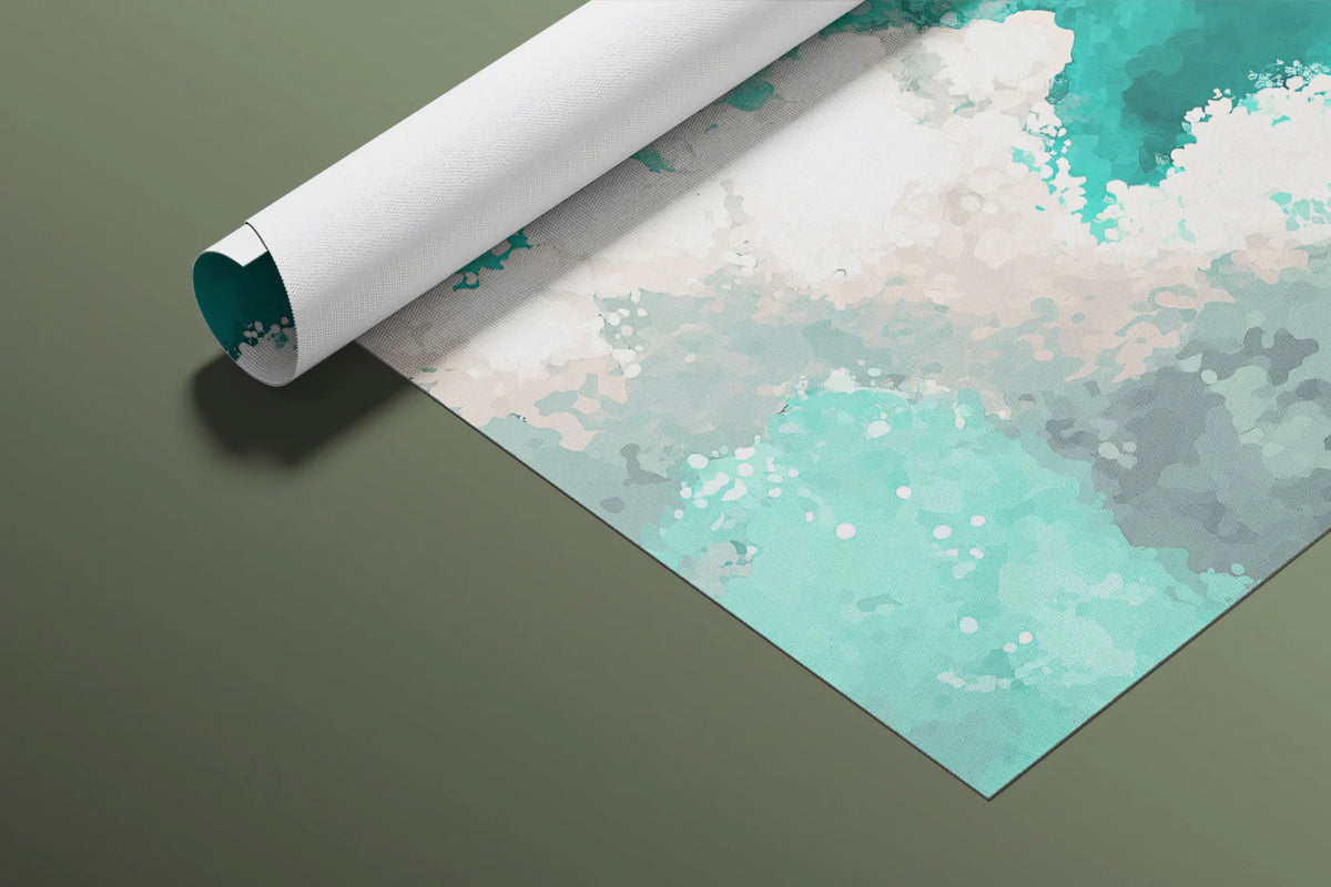 Abstract Teal Watercolor Cloud Mural Wallpaper for Modern Walls Mural Wallpaper - room preview 03