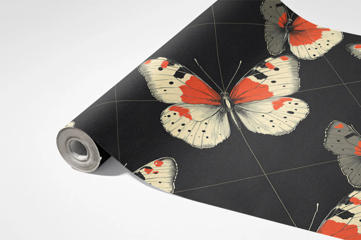 Monarch Butterfly Mural Wallpaper — Modern Graphic Motif Mural Wallpaper - room preview 03