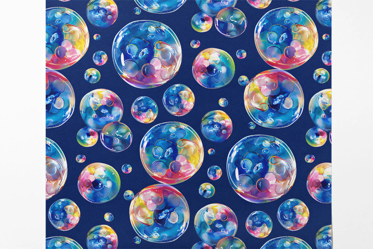 Floating Watercolor Bubbles Mural Wallpaper — Playful Navy Design Mural Wallpaper - room preview 03