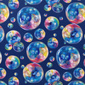 Floating Watercolor Bubbles Mural Wallpaper — Playful Navy Design Mural Wallpaper - room preview 03