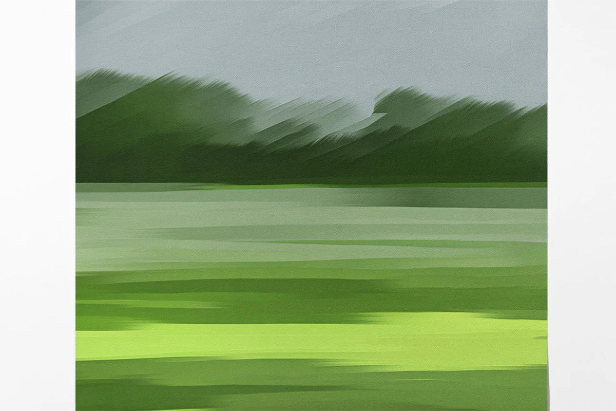 Abstract Meadow Mural Wallpaper — Painterly Stormy Landscape Mural Wallpaper - room preview 03