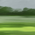 Abstract Meadow Mural Wallpaper — Painterly Stormy Landscape Mural Wallpaper - room preview 03