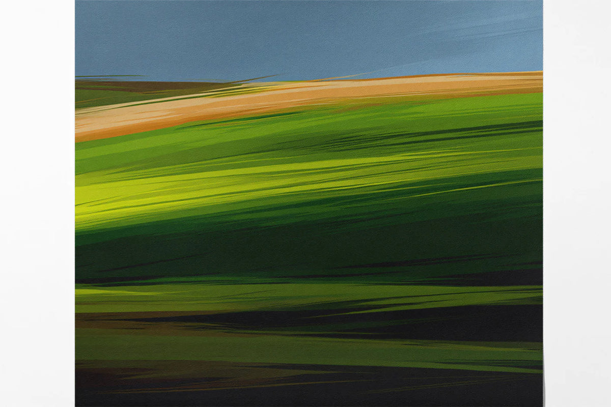 Impressionist Rolling Hills Mural Wallpaper — Moody Landscape Mural Wallpaper - room preview 03