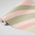 Abstract Organic Stripe Mural Wallpaper — Sage and Blush Fluid Lines Mural Wallpaper - room preview 03
