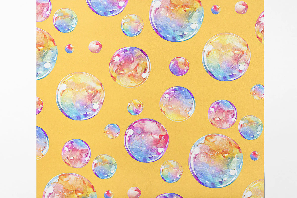 Watercolor Bubble Mural Wallpaper — Playful Yellow and Blue Mural Wallpaper - room preview 03