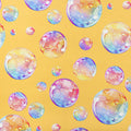 Watercolor Bubble Mural Wallpaper — Playful Yellow and Blue Mural Wallpaper - room preview 03
