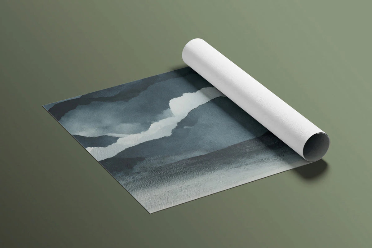 Misty Mountain Ink Wash Mural Wallpaper — Gray Landscape Art Mural Wallpaper - room preview 03