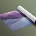 Celestial Peaks Mural Wallpaper — Abstract Purple and Gold Clouds Mural Wallpaper - room preview 03