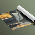 Sunlit Abstract Teal and Ochre Mural Wallpaper — Artistic Interior Mural Wallpaper - room preview 03