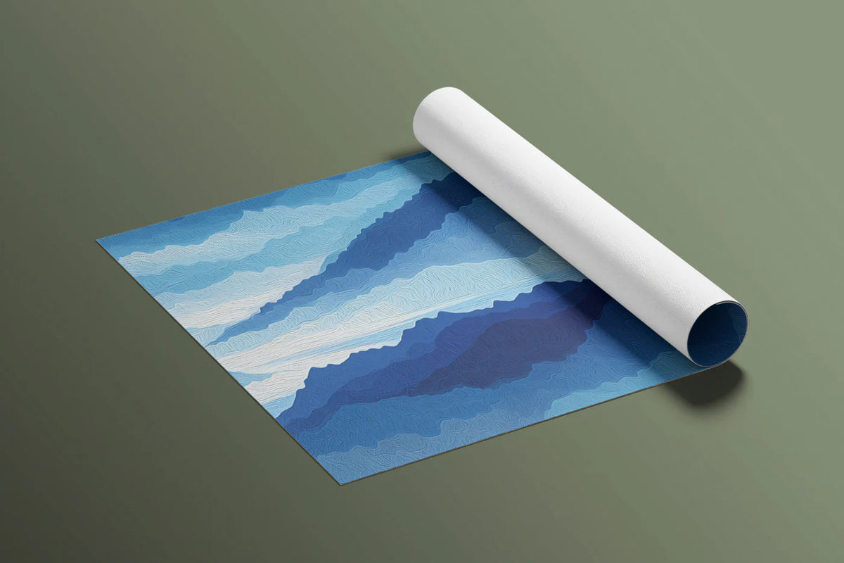 Blue Mountain Range Mural Wallpaper — Impressionistic Oil Landscape Mural Wallpaper - room preview 03