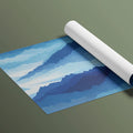 Blue Mountain Range Mural Wallpaper — Impressionistic Oil Landscape Mural Wallpaper - room preview 03
