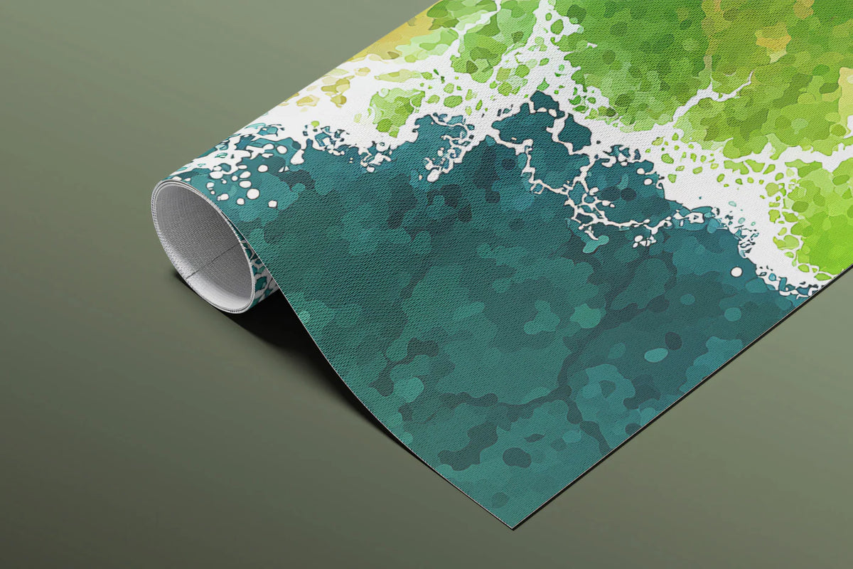 Aerial Coastline Mural Wallpaper — Impressionistic Forest and Ocean Mural Wallpaper - room preview 03
