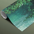Emerald Grotto Abstract Mural Wallpaper with Hanging Vine Motifs Mural Wallpaper - room preview 03