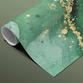 Verdant Agate Mural Wallpaper — Fluid Green and Gold Ink Art Mural Wallpaper - room preview 03