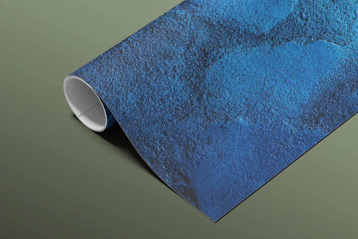 Deep Azure Stone Mural Wallpaper — Rugged Geological Texture Mural Wallpaper - room preview 03
