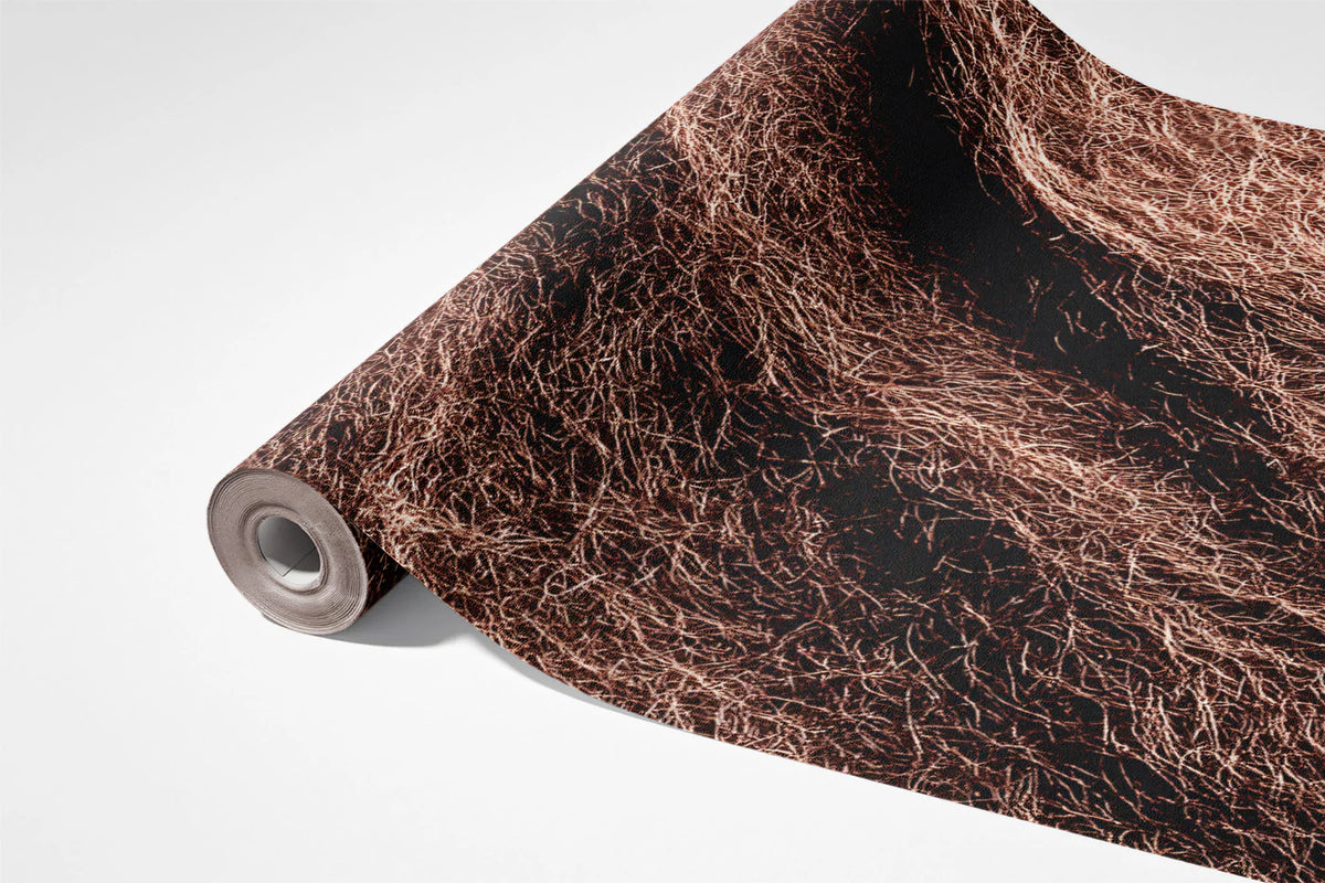 Abstract Fiber Mural Wallpaper — Organic Woven Brown and Grey Mural Wallpaper - room preview 03
