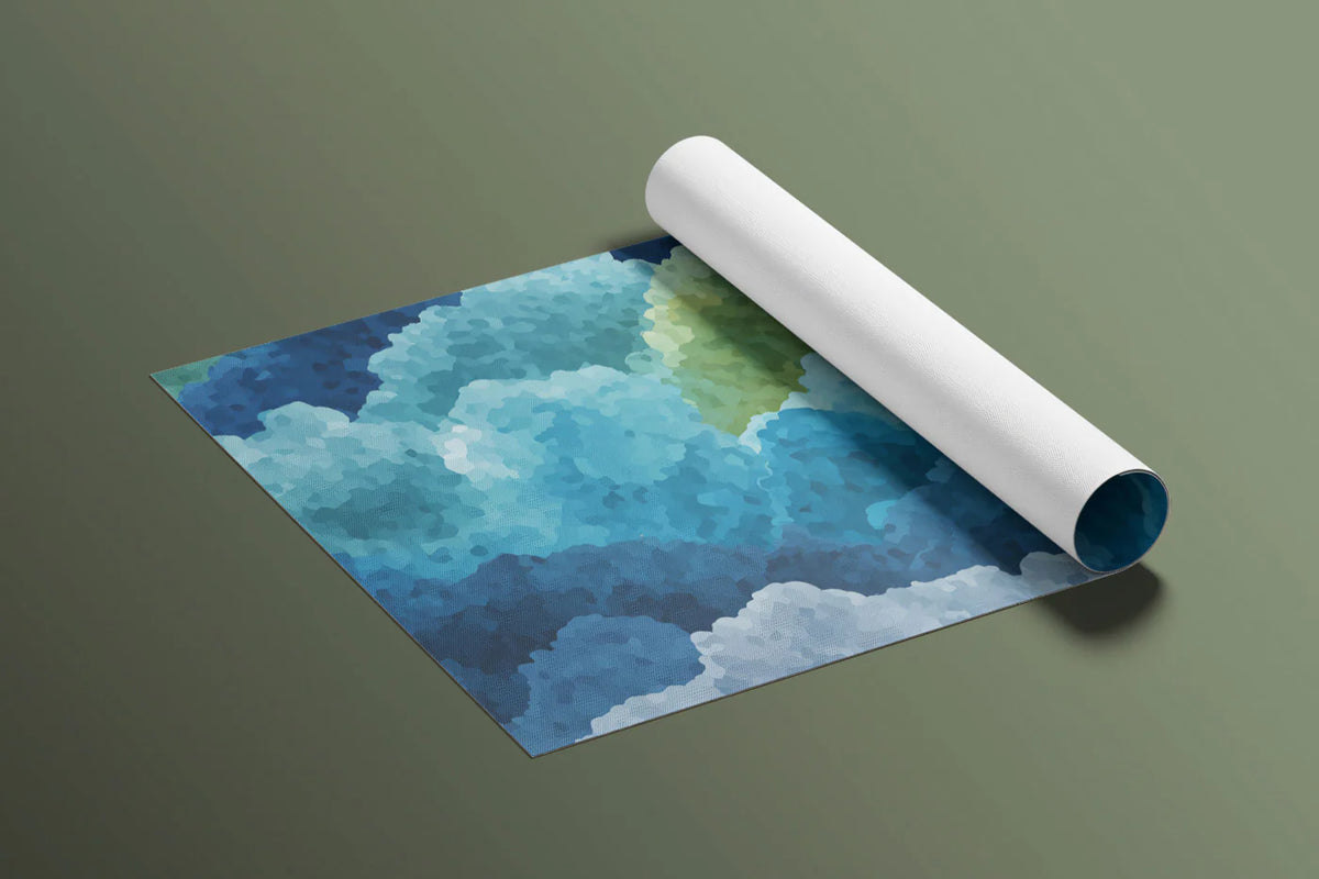 Abstract Mountain Mural Wallpaper — Vibrant Gold and Blue Landscape Mural Wallpaper - room preview 03
