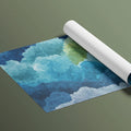Abstract Mountain Mural Wallpaper — Vibrant Gold and Blue Landscape Mural Wallpaper - room preview 03