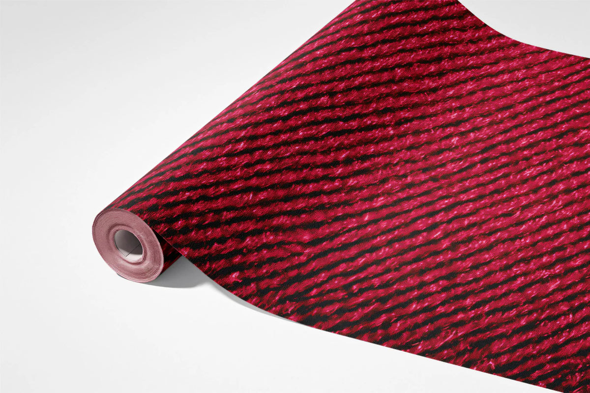 Crimson Textile Weave Mural Wallpaper — Deep Red Fabric Texture Mural Wallpaper - room preview 03