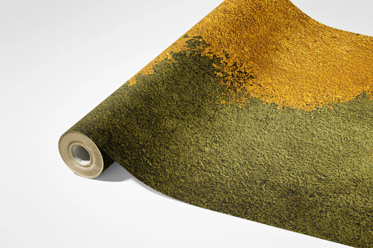 Abstract Gold Leaf Mural Wallpaper — Textured Olive Green Decor Mural Wallpaper - room preview 03