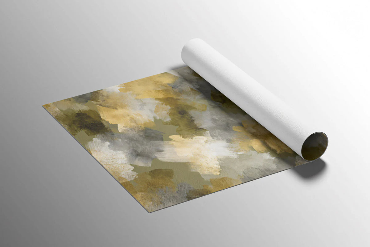 Abstract Brushstroke Mural Wallpaper — Gold and Olive Art Mural Wallpaper - room preview 03