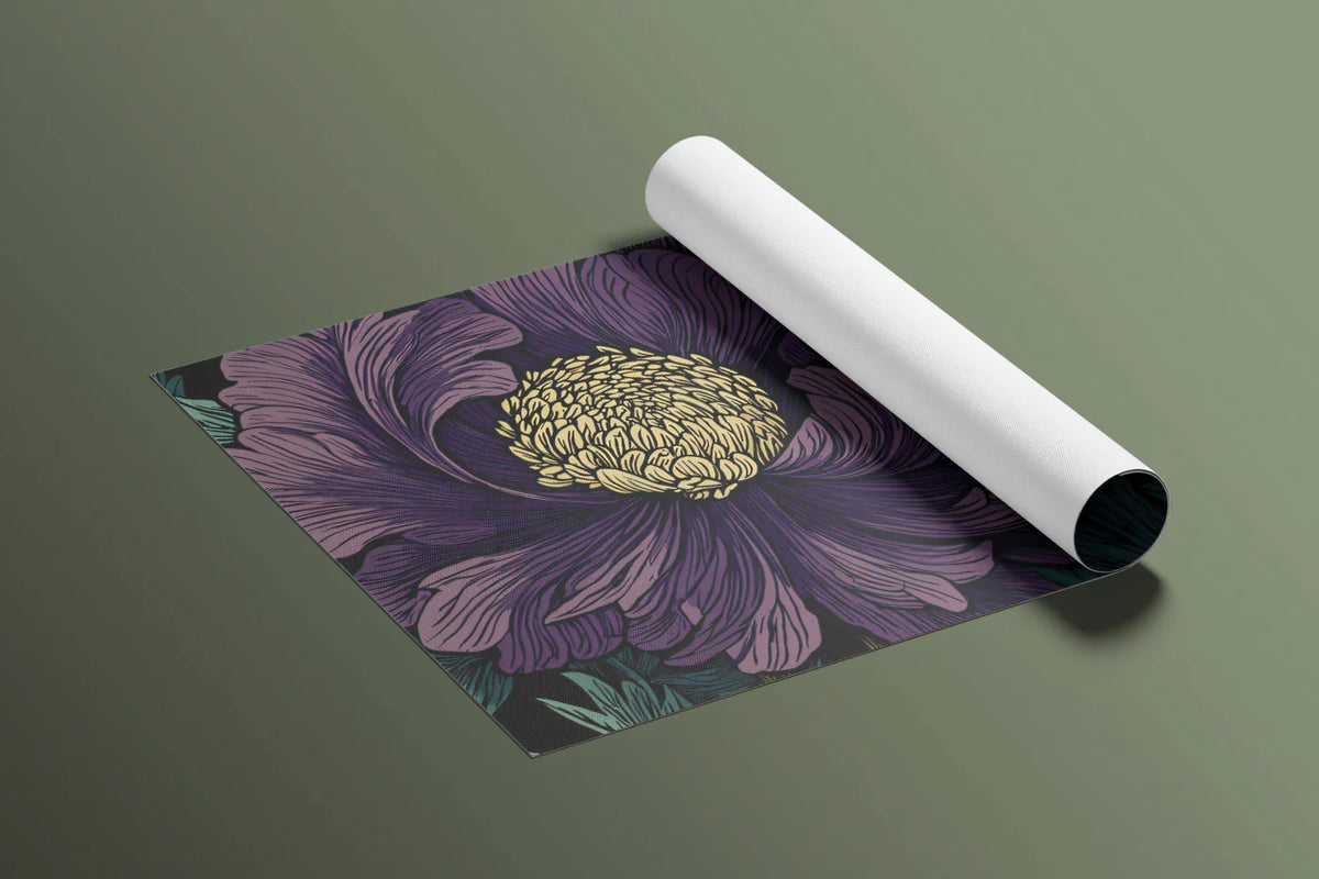 Vintage Floral Mural Wallpaper in Plum and Teal — Moody Botanical Mural Wallpaper - room preview 03