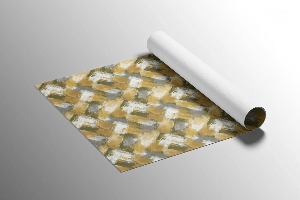 Textured Ochre and Olive Geometric Mural Wallpaper - room preview 03