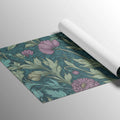 Botanical Floral Mural Wallpaper — Moody Teal and Violet Pattern Mural Wallpaper - room preview 03