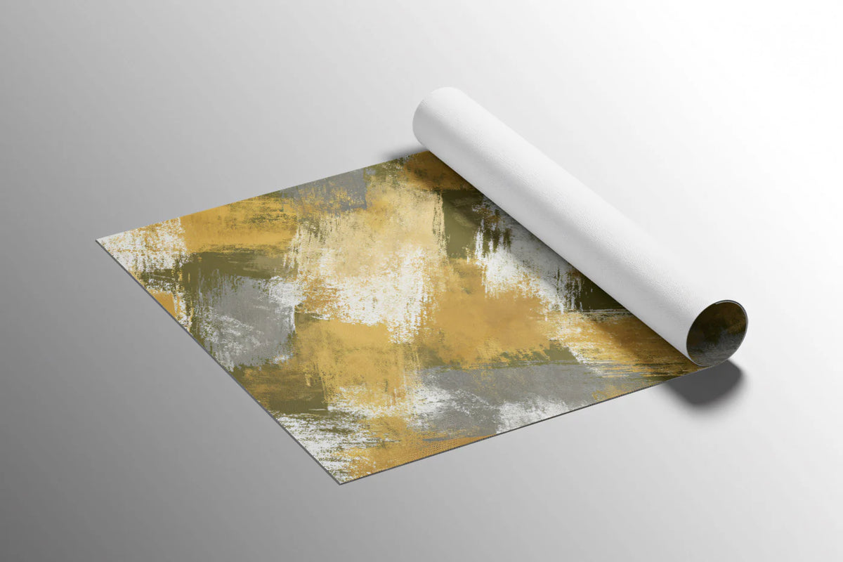 Woven Brushstroke Mural Wallpaper in Ochre and Olive Mural Wallpaper - room preview 03