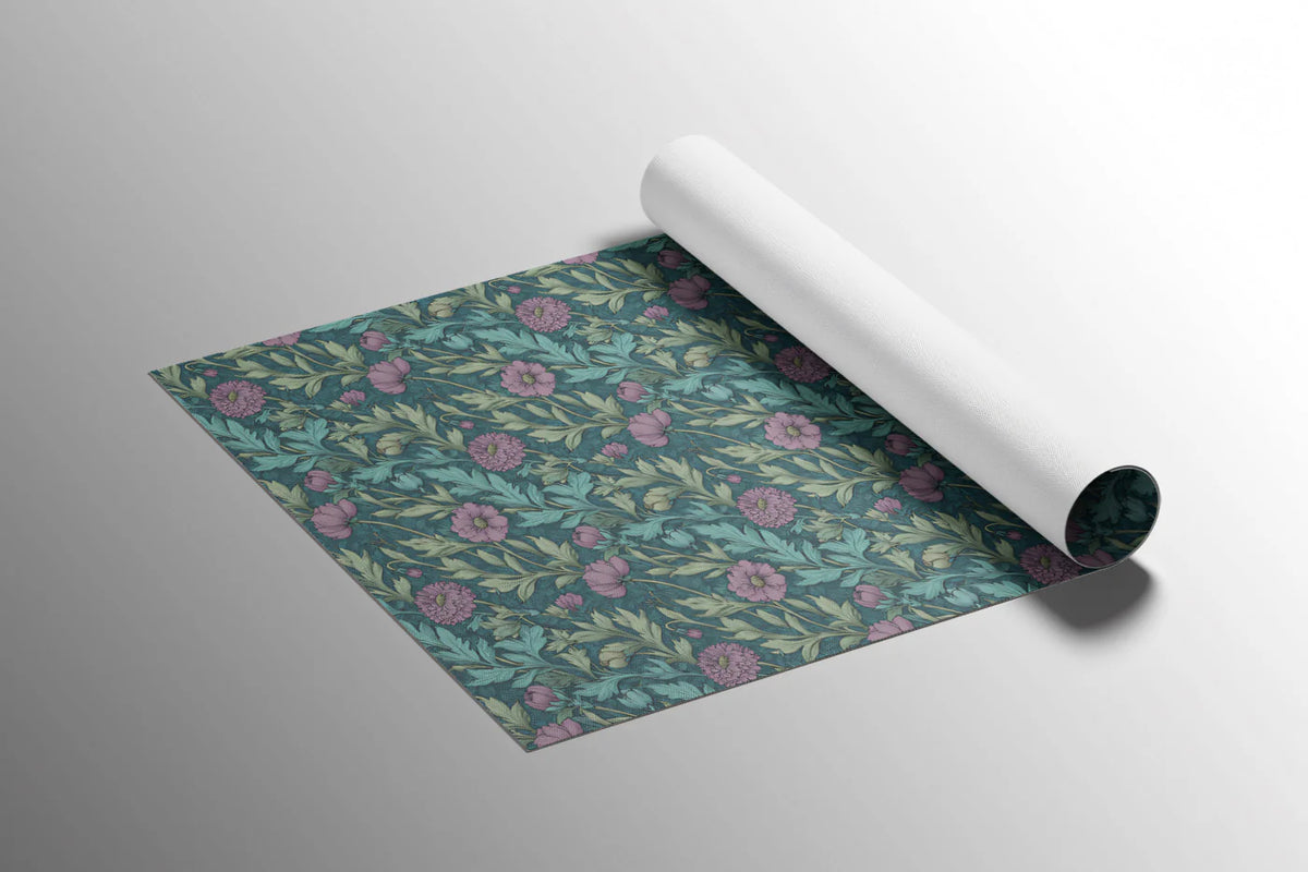 Vintage Floral Mural Wallpaper in Plum and Teal Mural Wallpaper - room preview 03