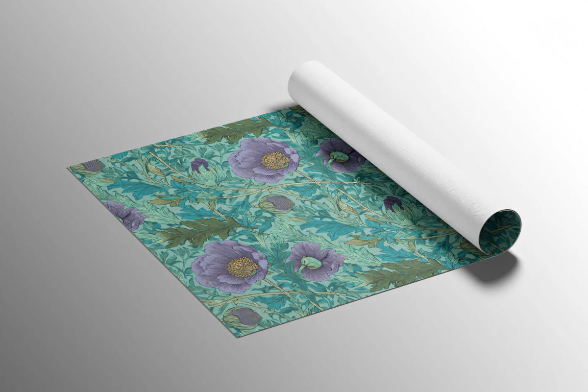 Vintage Botanical Floral Mural Wallpaper — Moody Teal and Purple Mural Wallpaper - room preview 03