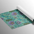 Vintage Botanical Floral Mural Wallpaper — Moody Teal and Purple Mural Wallpaper - room preview 03