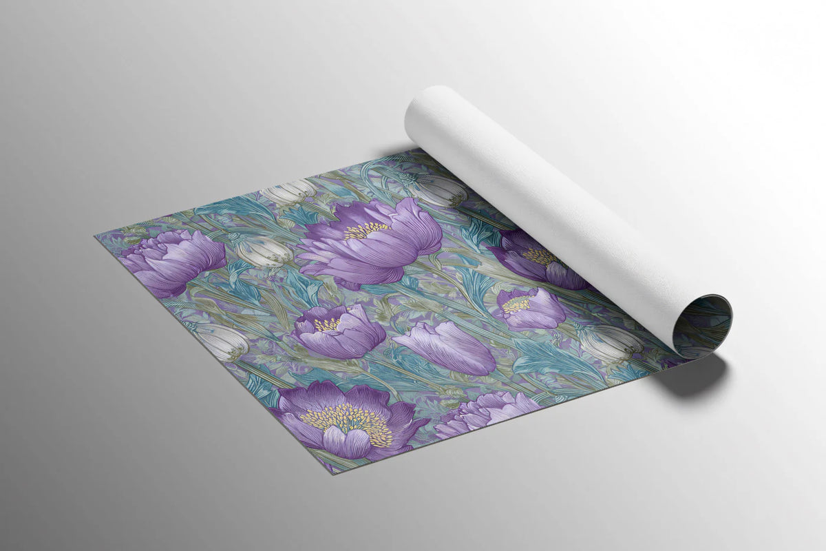 Botanical Peony Mural Wallpaper — Whimsical Violet and Teal Mural Wallpaper - room preview 03