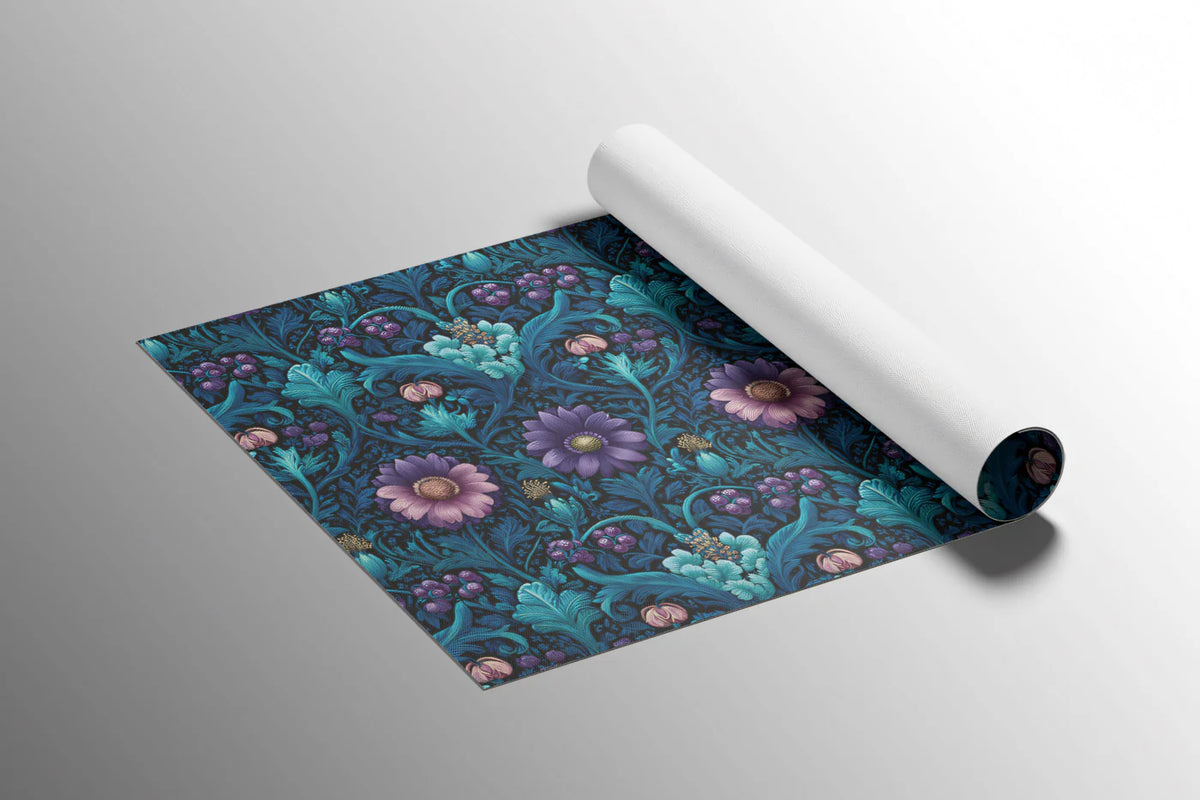 Midnight Bloom Botanical Mural Wallpaper — Dark Floral Art Mural Wallpaper - room preview 03