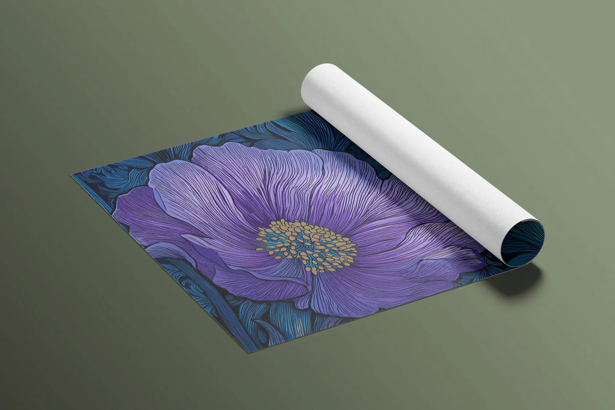 Art Nouveau Floral Mural Wallpaper — Deep Indigo and Violet Garden Mural Wallpaper - room preview 03