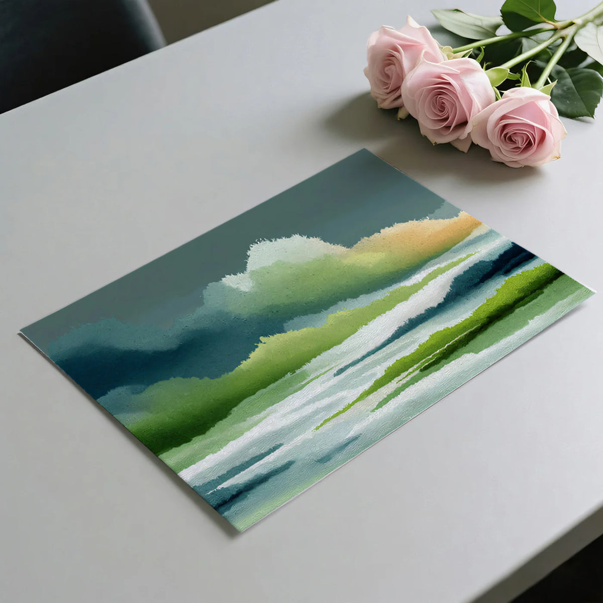 Abstract Stormscape Mural Wallpaper — Impressionistic Brushstrokes Mural Wallpaper - room preview 03