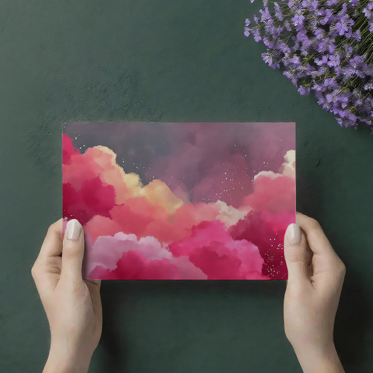 Twilight Nebula Mural Wallpaper — Abstract Sky and Pink Clouds Mural Wallpaper - room preview 03