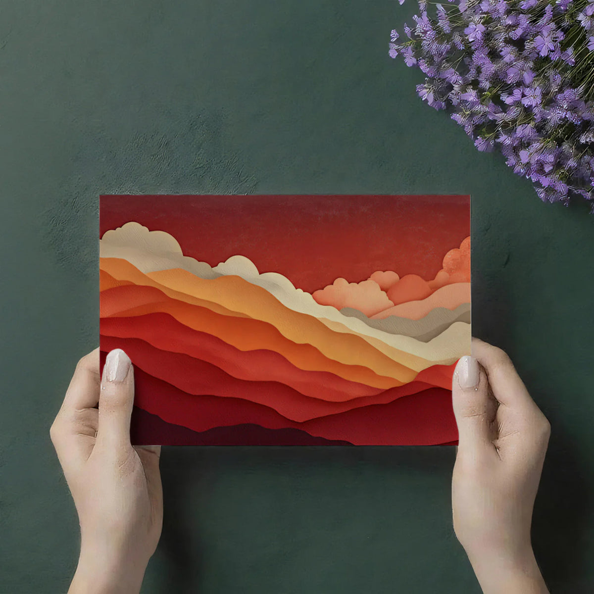 Abstract Mountain Horizon Mural Wallpaper — Mid-Century Retro Style Mural Wallpaper - room preview 03