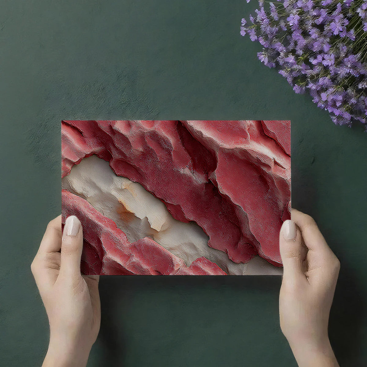 Sculptural Rose Stone Mural Wallpaper — Abstract Geological Relief Mural Wallpaper - room preview 03