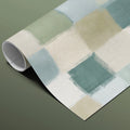 Painterly Checkered Mural Wallpaper in Muted Blue and Green Tones Mural Wallpaper - room preview 03