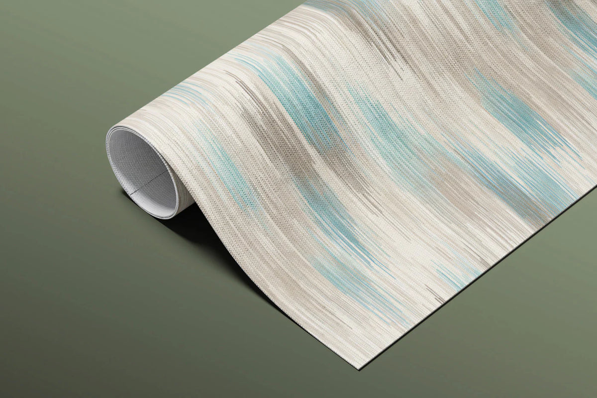 Abstract Ikat Mural Wallpaper — Soft Teal and Taupe Texture Mural Wallpaper - room preview 03