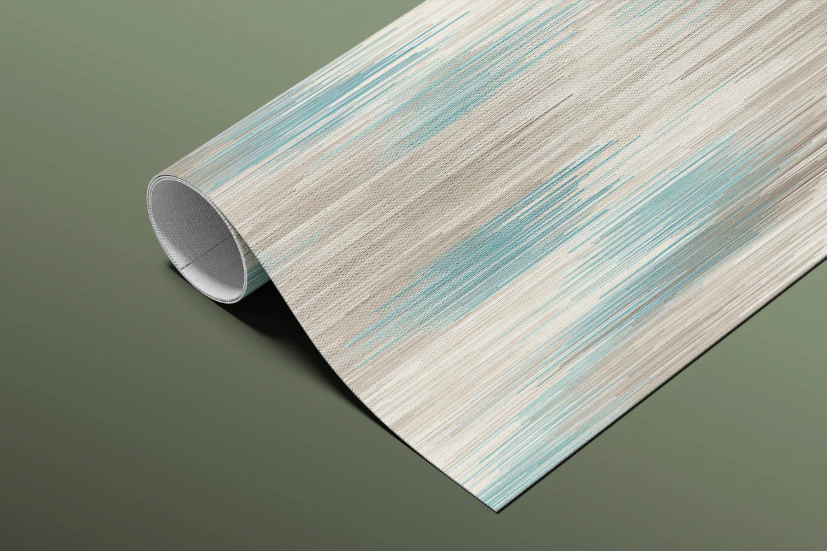 Abstract Ikat Stripe Mural Wallpaper — Soft Teal and Taupe Design Mural Wallpaper - room preview 03