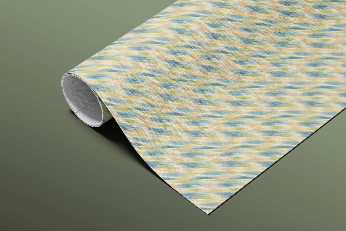 Diagonal Brushstroke Mural Wallpaper — Muted Blue and Ochre Mural Wallpaper - room preview 03