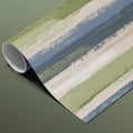 Painterly Vertical Stripe Mural Wallpaper in Olive and Blue Mural Wallpaper - room preview 03