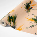 Abstract Botanical Mural Wallpaper — Ochre and Green Brushstrokes Mural Wallpaper - room preview 03