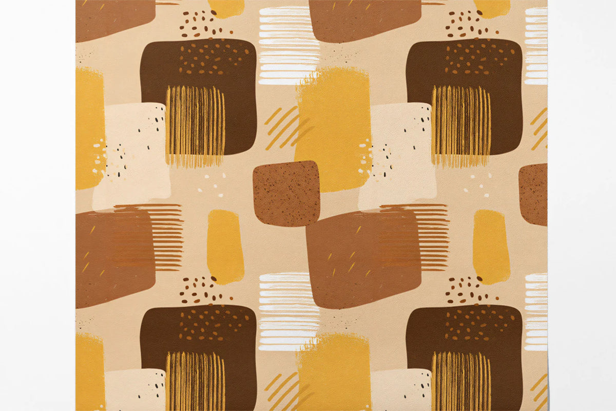 Abstract Geometric Blocks Mural Wallpaper — Warm Earth Tones Mural Wallpaper - room preview 03